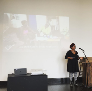 Claire speaking at the Glasgow Women's Library
