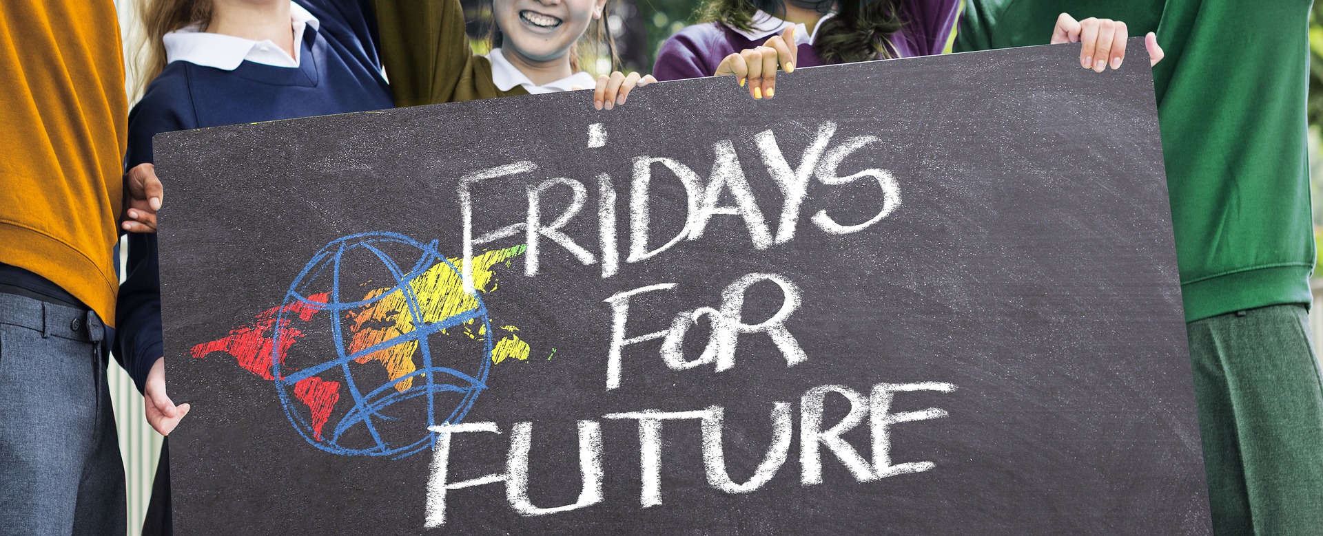 Placards from climate march reading "Fridays for Future"