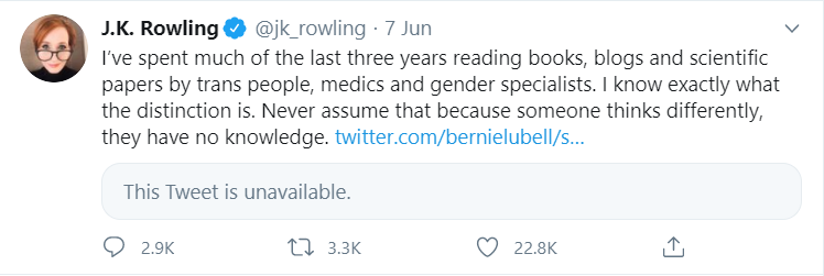 Image 2. J.K. Rowling's twitter account