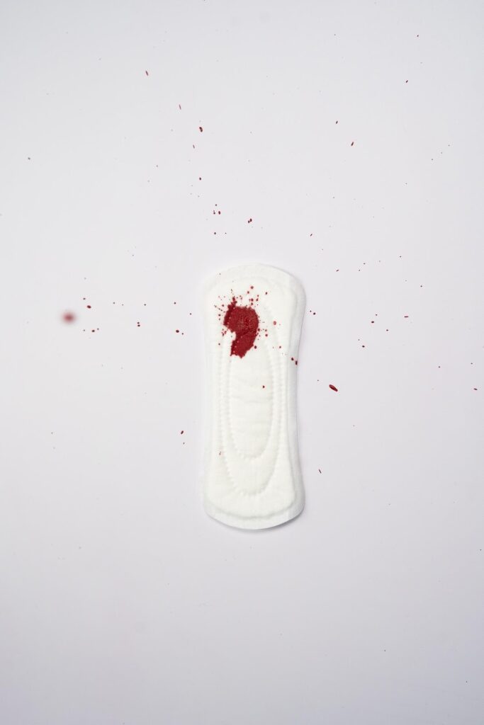sanitary pad, a type of menstrual protection that 80% of the FAGE survey’s respondents use. The average monthly cost of menstrual protections is 5 to 10 € for 46% of interrogated students, and for half of them 20€ more are needed to buy related necessities like painkillers. Source=https://www.pexels.com/fr-fr/photo/personne-tenant-la-coupe-menstruelle-3683075/ Author= Anna Shvets